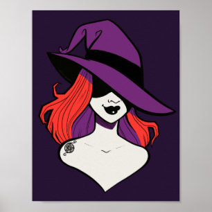 Affiche Illustration gothique violet rouge caricature Anim