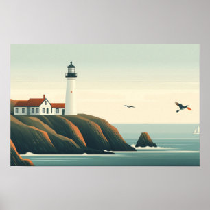 Affiche Illustration graphique du phare Seacoast
