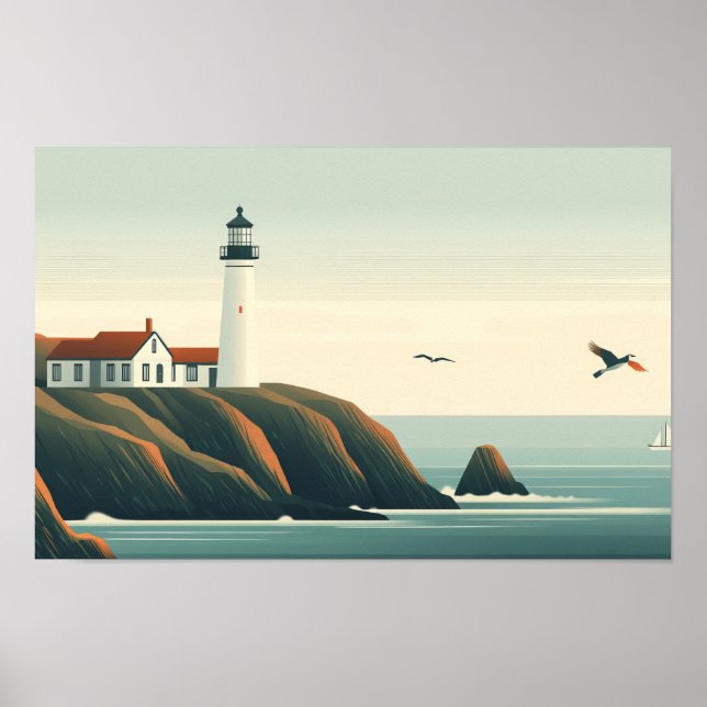 Affiche Illustration graphique du phare Seacoast (Devant)