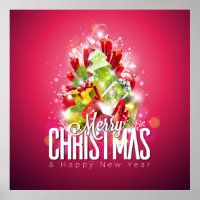 Illustration graphique moderne de Noël rouge