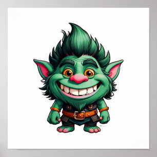 Affiche Illustration Happy Little Troll Chibi