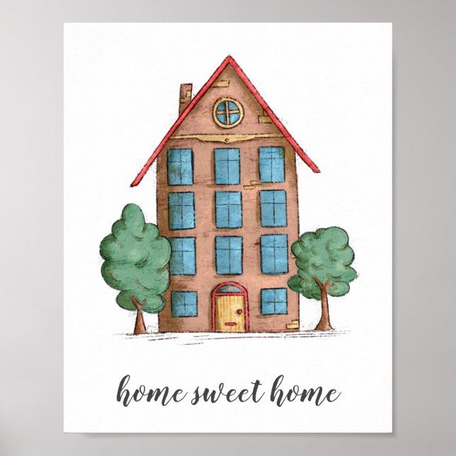 Affiche Illustration Home Sweet Home Appartement Building (Devant)