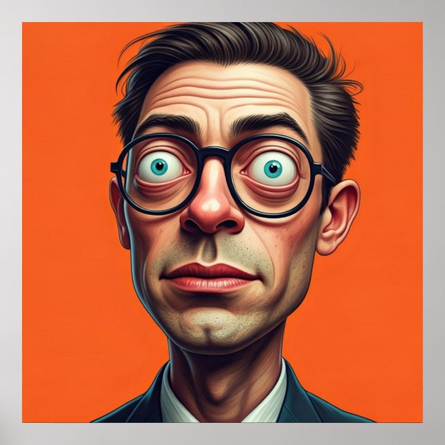Affiche Illustration imprimable d'un homme d'affaires drôl (Devant)