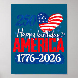 Affiche Illustration Joyeux Anniversaire Amérique 250 Ans
