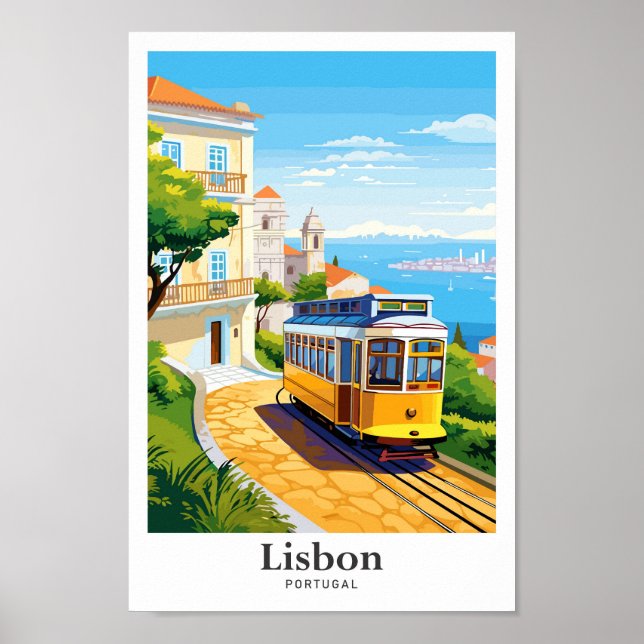 Affiche Illustration Lisbonne Portugal Travel Potrait (Devant)