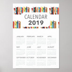Affiche illustration littéraire de livres mignons calendri