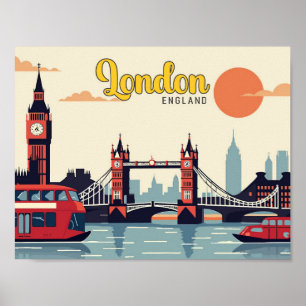 Affiche Illustration Londres Angleterre Pop Art Travel
