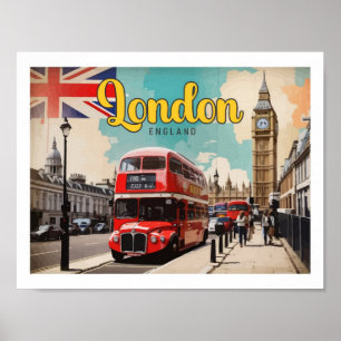 Affiche Illustration Londres Angleterre Pop Art Travel