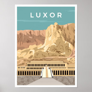 Affiche Illustration Luxor Egypt Art Vintage voyage