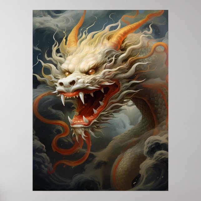 Affiche Illustration majestueuse du dragon oriental Imprim (Devant)