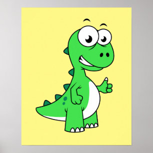 Affiche Illustration Mignonne Du Tyrannosaurus Rex. 2
