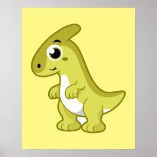 Affiche Illustration Mignonne D'Un Parasaurolophus Dinosau