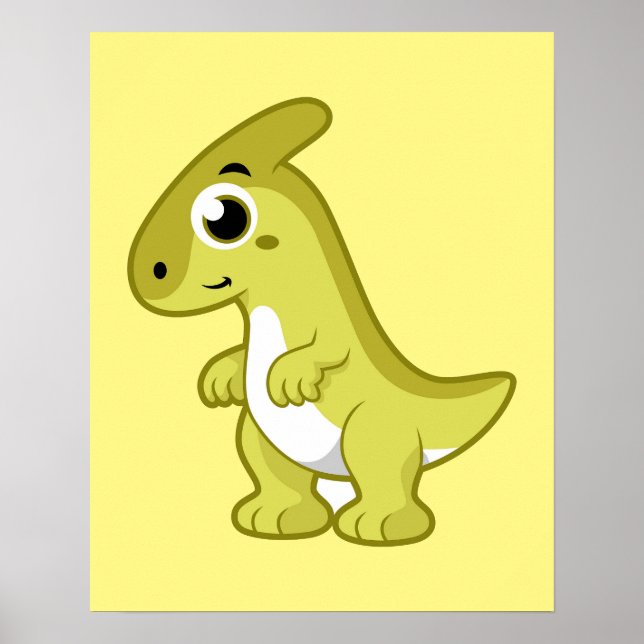 Affiche Illustration Mignonne D'Un Parasaurolophus Dinosau (Devant)