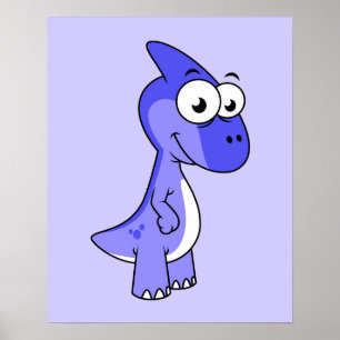 Affiche Illustration Mignonne D'Un Parasaurolophus Dinosau
