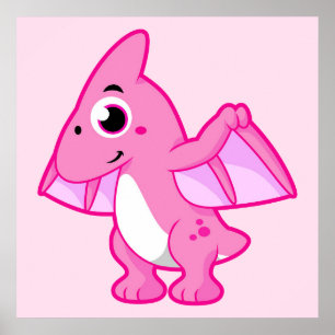 Affiche Illustration Mignonne D'Un Pterodactyl.