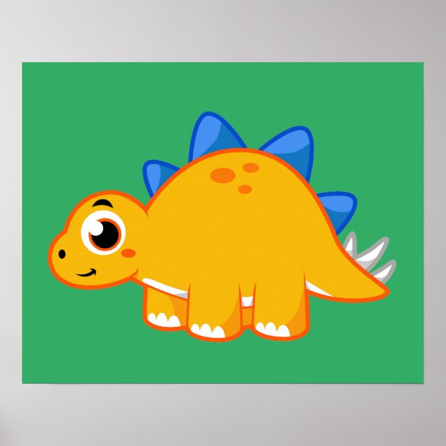 Affiche Illustration Mignonne D'Un Stegosaurus. (Devant)