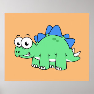 Affiche Illustration Mignonne D'Un Stegosaurus. 2