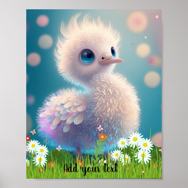 Affiche Illustration Mignonne et Fantaisiste de Cigogne Bé (Devant)