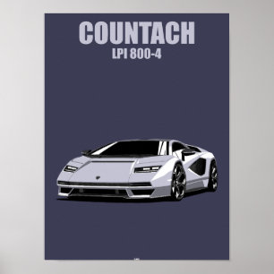 Affiche Illustration minimale de supercar hybride Countach