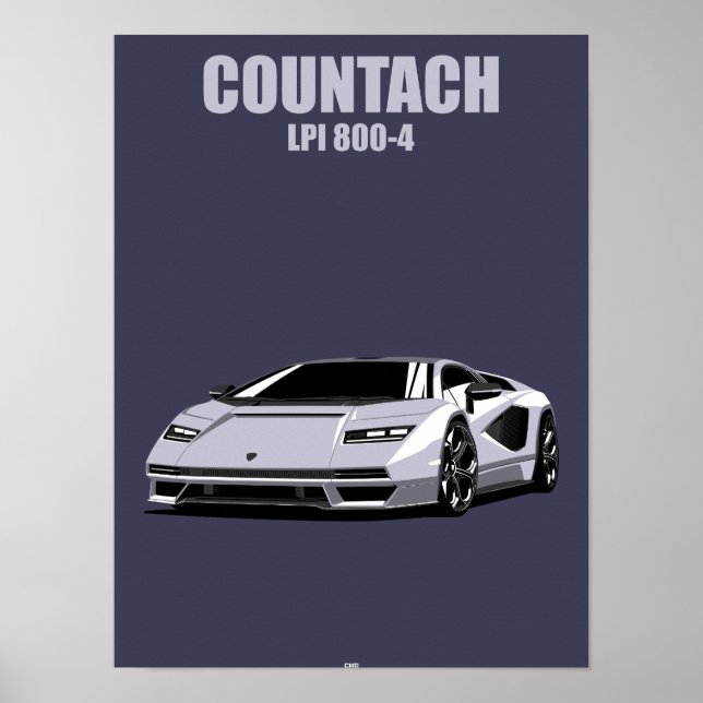 Affiche Illustration minimale de supercar hybride Countach (Devant)