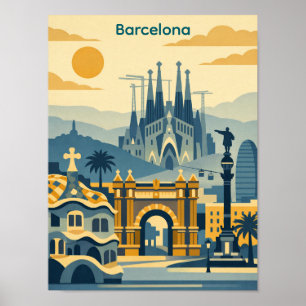 Affiche Illustration moderne de la Sagrada Familia de Barc