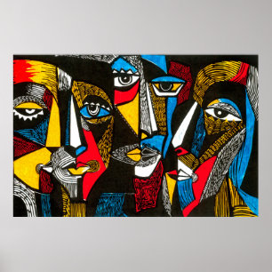 Affiche Illustration moderne en style linocut. Colo surréa