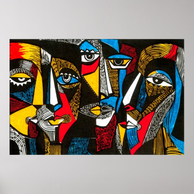 Affiche Illustration moderne en style linocut. Colo surréa (Devant)