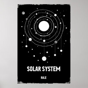 Affiche Illustration monochrome abstraite du solaire
