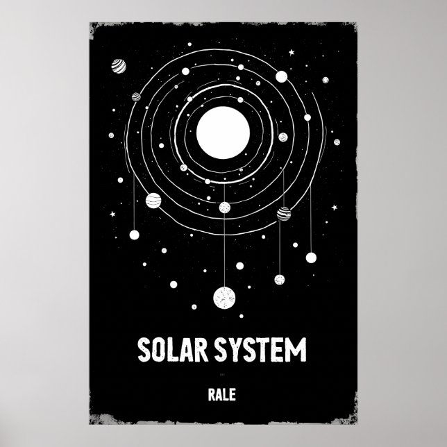 Affiche Illustration monochrome abstraite du solaire (Devant)