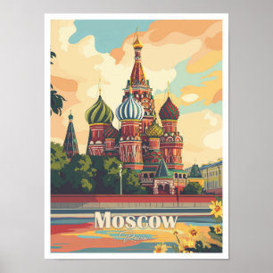 Affiche Illustration Moscow Russia Art Travel Place