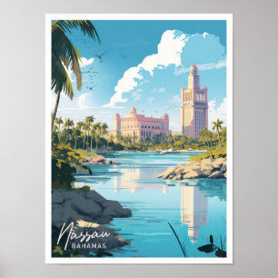 Affiche Illustration Nassau Bahamas Travel Place