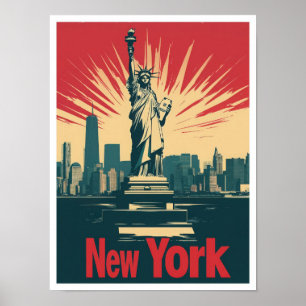 Affiche Illustration New York USA Art Vintage voyage