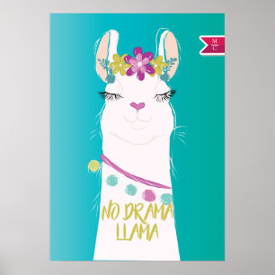 Affiche Illustration No Drama Llama Monogramme