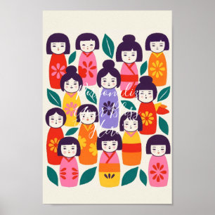 Affiche Illustration nordico-japonaise –KOKESHI