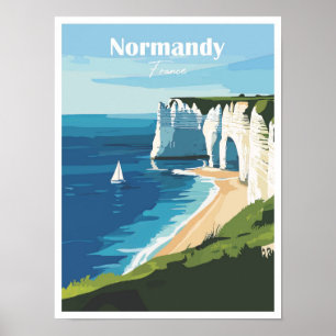 Affiche Illustration Normandie France Artwork Travel Place