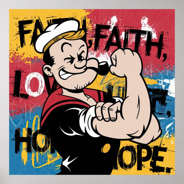 Affiche illustration of a pop art cartoon sailor character (Devant)