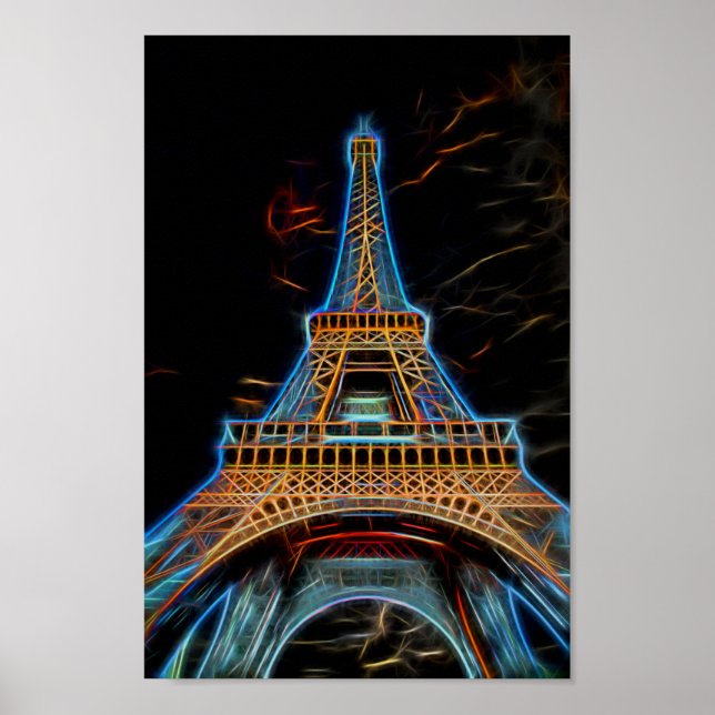 Affiche Illustration of Eiffel Tower - Paris, France (Devant)