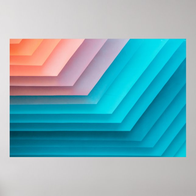 Affiche Illustration orange, rose et turquoise (Devant)