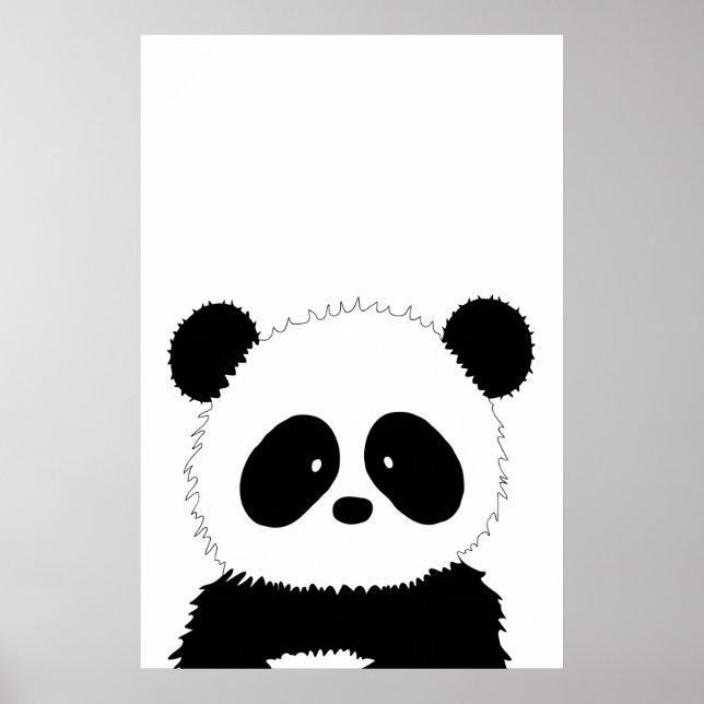 Affiche Illustration Panda mignonne Minimaliste noir et bl (Devant)