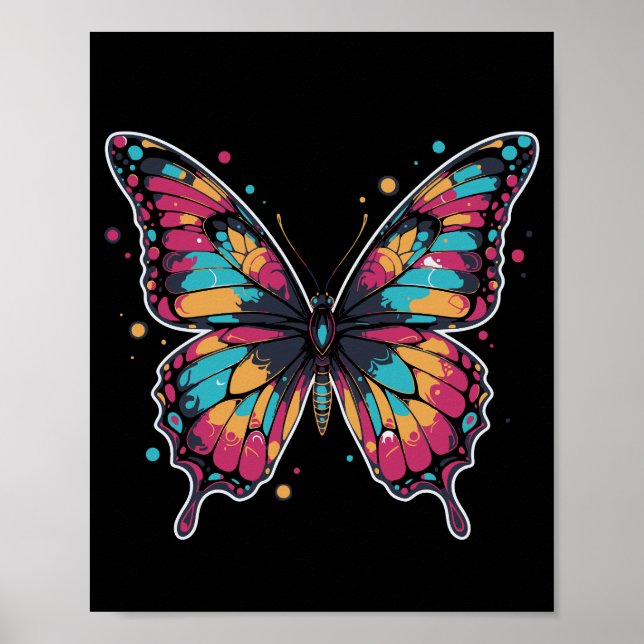 Affiche Illustration Papillon Coloré (Devant)
