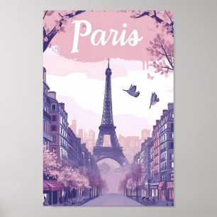 Affiche Illustration Paris France Art Vintage