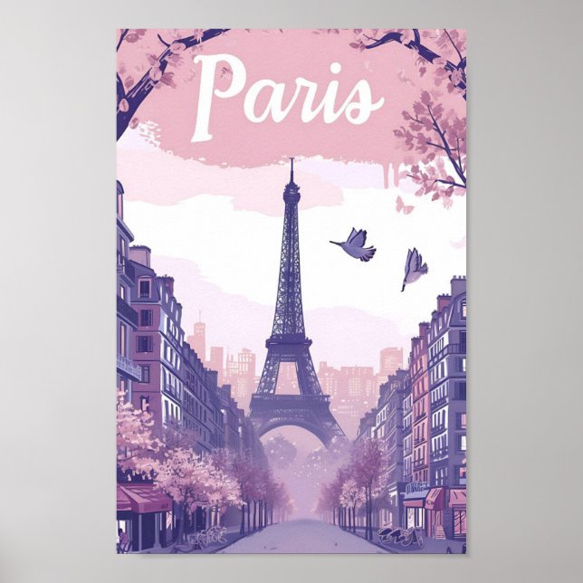 Affiche Illustration Paris France Art Vintage (Devant)