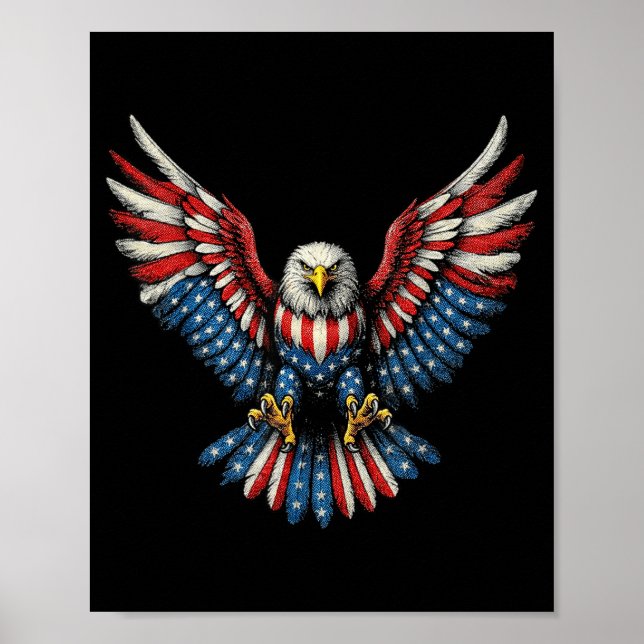 Affiche Illustration patriotique aigle royal drapeau améri (Devant)