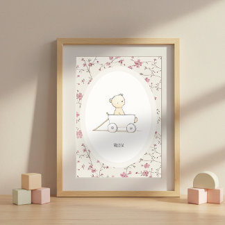 Affiche Illustration personnalisée d'un ours mignon pour b