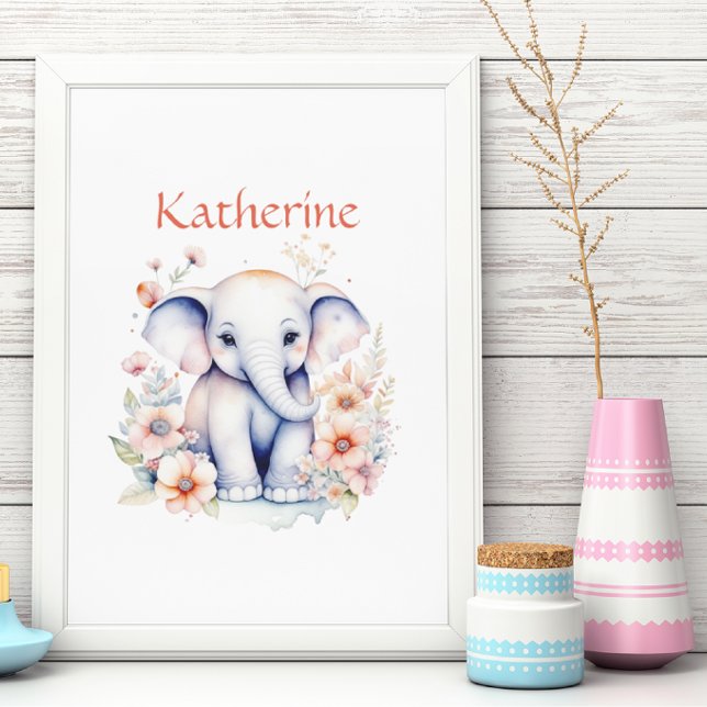 Affiche Illustration Personnalisée Mignonne d'un Éléphant  (Créateur téléchargé)