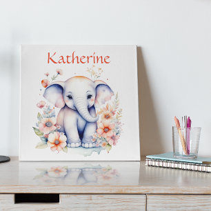 Affiche Illustration Personnalisée Mignonne d'un Éléphant