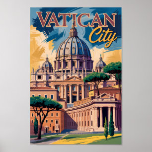 Affiche Illustration picturale de la Cité du Vatican Art d