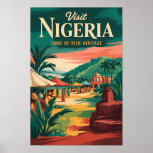 Affiche Illustration picturale vintage de voyage Nigeria