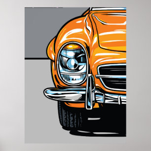 Affiche Illustration Pop Art Avant d'une voiture de sport