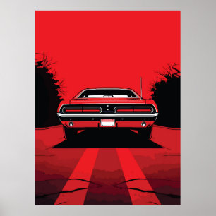 Affiche Illustration Pop Art de l'arrière d'une Muscle Car